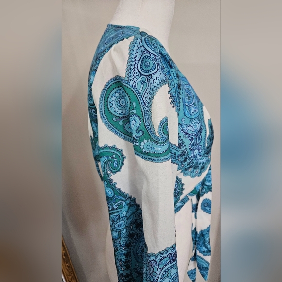 ROSEVELVET Paisley Baroque Print Front Tie-Up CropTop W/bell Sleeves. Small NWT - Picture 15 of 16